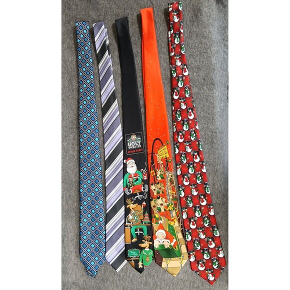 Men's Polyester Ties Lot Of 5  Various Designers And Colors. - Picture 1 of 4